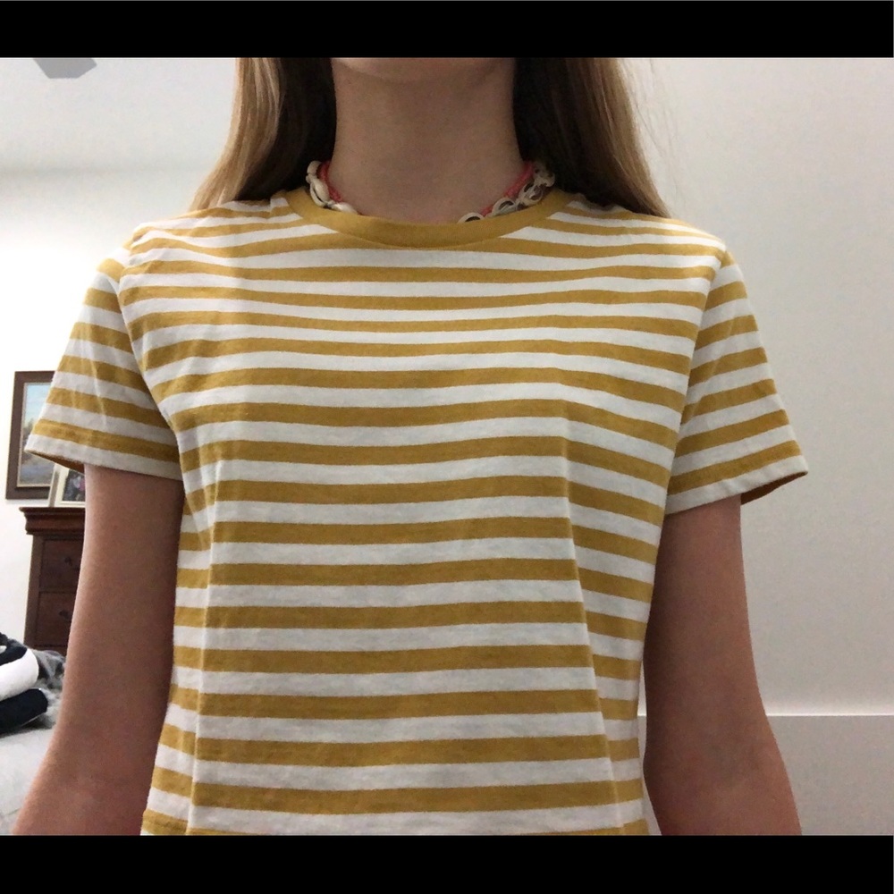 brandy melville yellow and white striped crop top